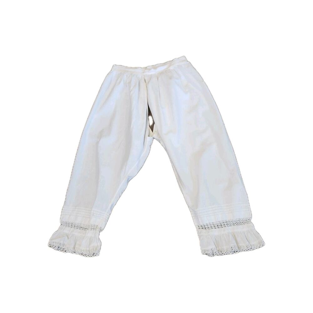 Vtg Women's Cotton Bloomers White Eyelet Hem XS 24" Re-enactment Theatre Costume
